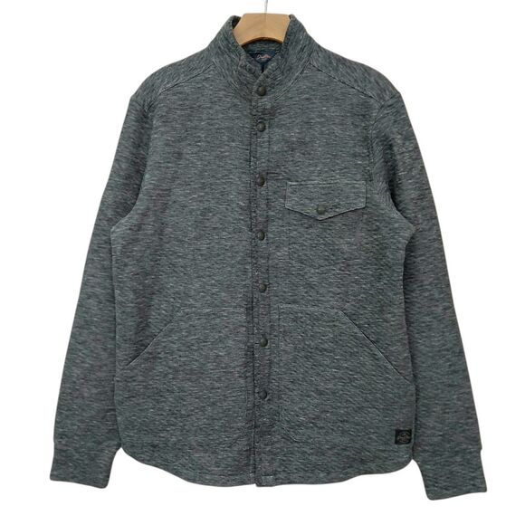 Good Man Quilted Jacket Mens Large Heathered Gray Snap Mock Neck Cotton Casual - Picture 1 of 12